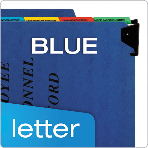 Image of Pendaflex® Hanging-Style Personnel Folders, 5 Dividers with 1/5-Cut Tabs, Letter Size, 1/3-Cut Exterior Tabs, Blue