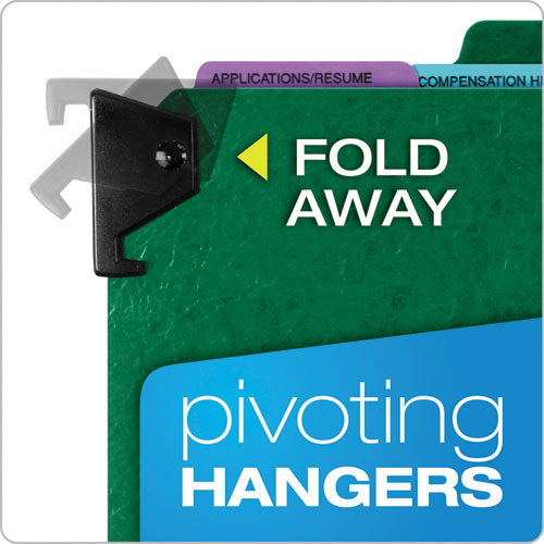 Image of Pendaflex® Hanging-Style Personnel Folders, 5 Dividers with 1/5-Cut Tabs, Letter Size, 1/3-Cut Exterior Tabs, Green