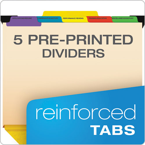 Image of Pendaflex® Hanging-Style Personnel Folders, 5 Dividers with 1/5-Cut Tabs, Letter Size, 1/3-Cut Exterior Tabs, Yellow