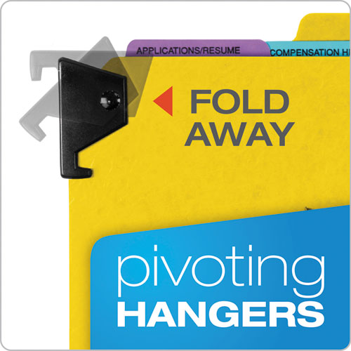 Image of Pendaflex® Hanging-Style Personnel Folders, 5 Dividers with 1/5-Cut Tabs, Letter Size, 1/3-Cut Exterior Tabs, Yellow