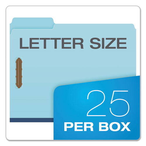 Image of Pendaflex® Earthwise by Pendaflex Heavy-Duty Pressboard Fastener Folders, 2" Expansion, 2 Fasteners, Letter Size, Light Blue, 25/Box