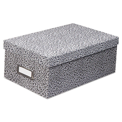 Image of Oxford Reinforced Board Card File, Lift-Off Cover, Holds 1,200 3 X 5 Cards, 5.13 X 11 X 3.63, Black/white