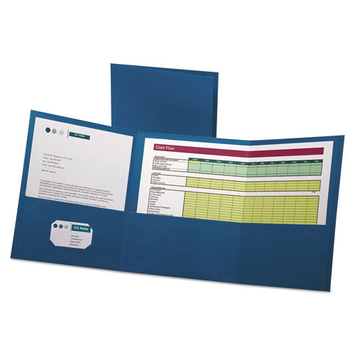 Image of Oxford Tri-Fold Folder W/3 Pockets, 150-Sheet Capacity, 11 X 8.5, Blue, 20/box