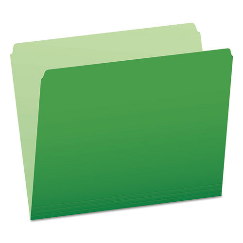 Image of Pendaflex® Colored File Folders, Straight Tabs, Letter Size, Green/Light Green, 100/Box