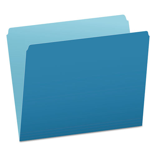 Image of Pendaflex® Colored File Folders, Straight Tabs, Letter Size, Blue/Light Blue, 100/Box