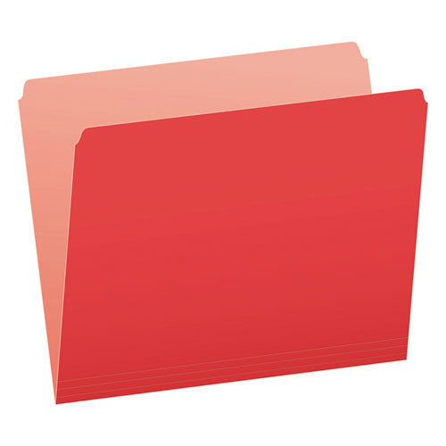 Image of Pendaflex® Colored File Folders, Straight Tabs, Letter Size, Red/Light Red, 100/Box