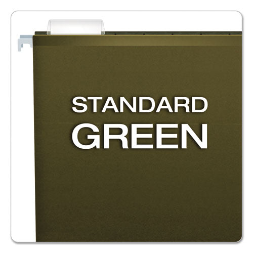 Image of Pendaflex® Extra Capacity Reinforced Hanging File Folders with Box Bottom, 4" Capacity, Letter Size, 1/5-Cut Tabs, Green, 25/Box