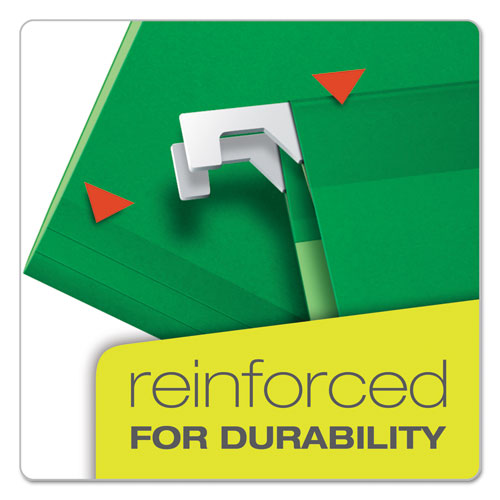 Image of Pendaflex® Extra Capacity Reinforced Hanging File Folders with Box Bottom, 2" Capacity, Letter Size, 1/5-Cut Tabs, Bright Green, 25/Box