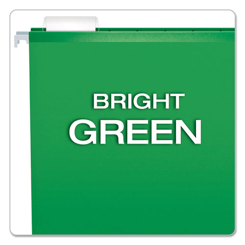 Image of Pendaflex® Extra Capacity Reinforced Hanging File Folders with Box Bottom, 2" Capacity, Letter Size, 1/5-Cut Tabs, Bright Green, 25/Box