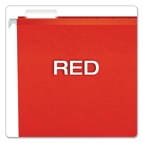Image of Pendaflex® Extra Capacity Reinforced Hanging File Folders with Box Bottom, 2" Capacity, Letter Size, 1/5-Cut Tabs, Red, 25/Box