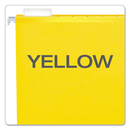 Image of Pendaflex® Extra Capacity Reinforced Hanging File Folders with Box Bottom, 2" Capacity, Letter Size, 1/5-Cut Tabs, Yellow, 25/Box