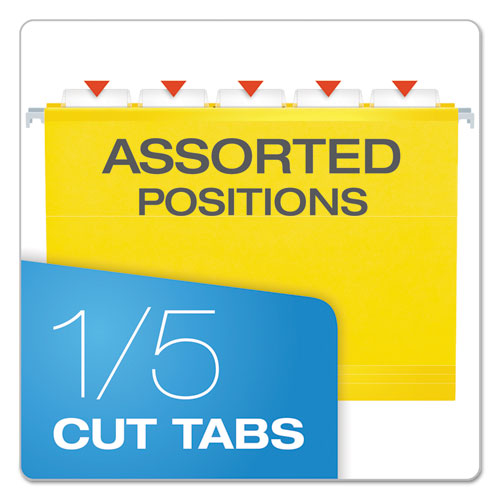 Image of Pendaflex® Extra Capacity Reinforced Hanging File Folders with Box Bottom, 2" Capacity, Letter Size, 1/5-Cut Tabs, Yellow, 25/Box