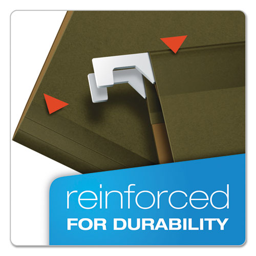 Image of Pendaflex® Reinforced Hanging File Folders with Printable Tab Inserts, Legal Size, 1/5-Cut Tabs, Standard Green, 25/Box