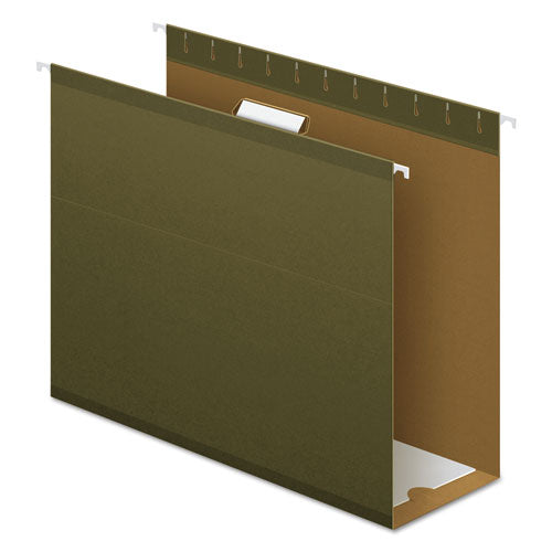 Image of Pendaflex® Extra Capacity Reinforced Hanging File Folders with Box Bottom, 4" Capacity, Letter Size, 1/5-Cut Tabs, Green, 25/Box
