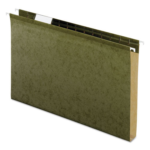 Image of Pendaflex® Extra Capacity Reinforced Hanging File Folders with Box Bottom, 1" Capacity, Legal Size, 1/5-Cut Tabs, Green, 25/Box