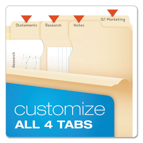 Image of Pendaflex® Divide It Up File Folder, 1/2-Cut Tabs: Assorted, Letter Size, 0.75" Expansion, Manila, 24/Pack