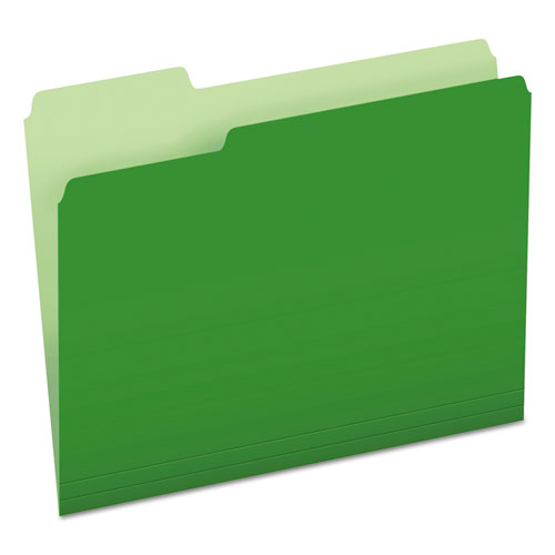 Image of Pendaflex® Colored File Folders, 1/3-Cut Tabs: Assorted, Letter Size, Green/Light Green, 100/Box