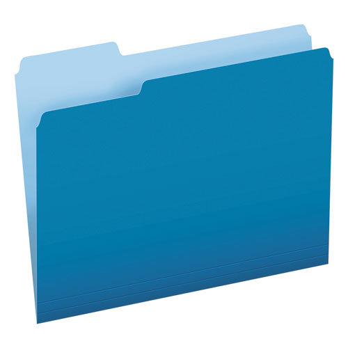Image of Pendaflex® Colored File Folders, 1/3-Cut Tabs: Assorted, Letter Size, Blue/Light Blue, 100/Box