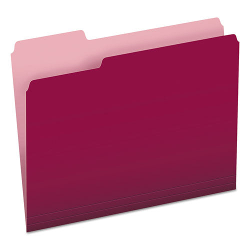 Image of Pendaflex® Colored File Folders, 1/3-Cut Tabs: Assorted, Letter Size, Burgundy/Light Burgundy, 100/Box