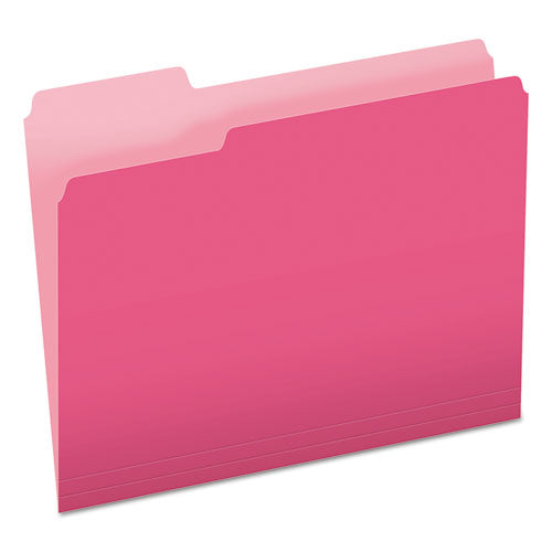 Image of Pendaflex® Colored File Folders, 1/3-Cut Tabs: Assorted, Letter Size, Pink/Light Pink, 100/Box