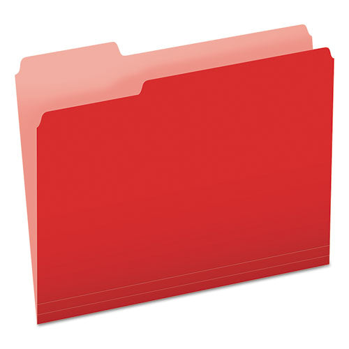 Image of Pendaflex® Colored File Folders, 1/3-Cut Tabs: Assorted, Letter Size, Red/Light Red, 100/Box
