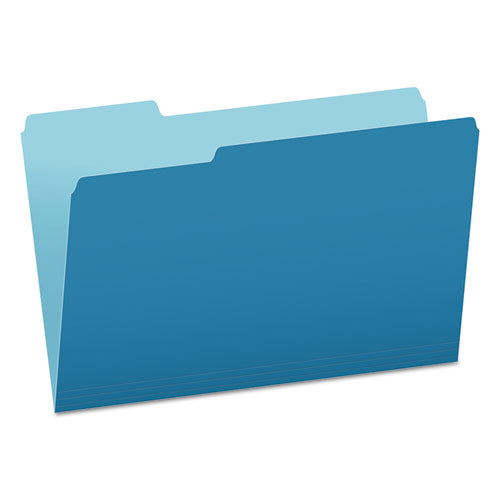 Image of Pendaflex® Colored File Folders, 1/3-Cut Tabs: Assorted, Legal Size, Blue/Light Blue, 100/Box