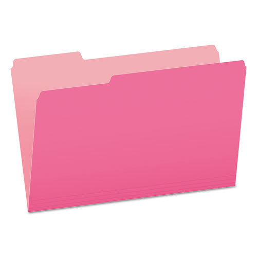 Image of Pendaflex® Colored File Folders, 1/3-Cut Tabs: Assorted, Legal Size, Pink/Light Pink, 100/Box