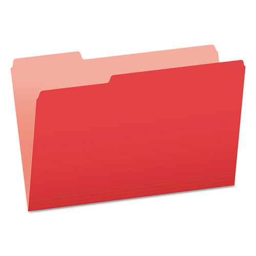 Image of Pendaflex® Colored File Folders, 1/3-Cut Tabs: Assorted, Legal Size, Red/Light Red, 100/Box