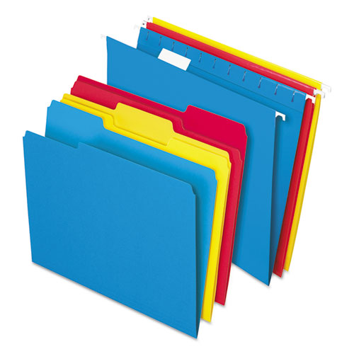 Image of Pendaflex® Combo Filing Kit, Letter Size, (12) 1/5-Cut Exterior Hanging File Folders, (12) 1/3-Cut File Folders, Assorted Colors