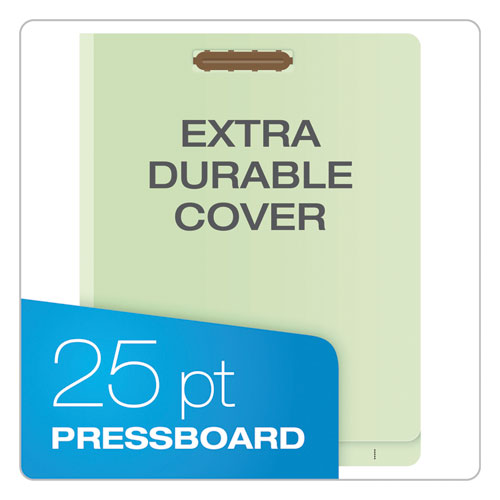 Image of Pendaflex® End Tab Classification Folders, 2.5" Expansion, 2 Dividers, 6 Fasteners, Letter Size, Pale Green Exterior, 10/Box