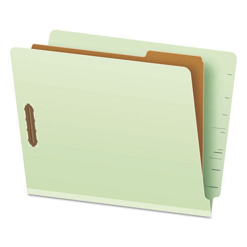 Image of Pendaflex® End Tab Classification Folders, 1.75" Expansion, 1 Divider, 4 Fasteners, Letter Size, Pale Green Exterior, 10/Box