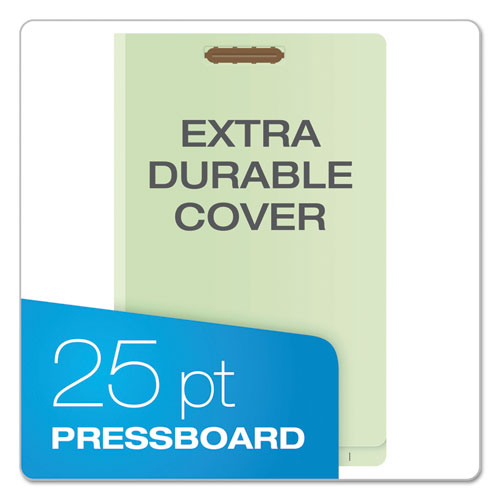 Image of Pendaflex® End Tab Classification Folders, 2" Expansion, 1 Divider, 4 Fasteners, Legal Size, Pale Green Exterior, 10/Box