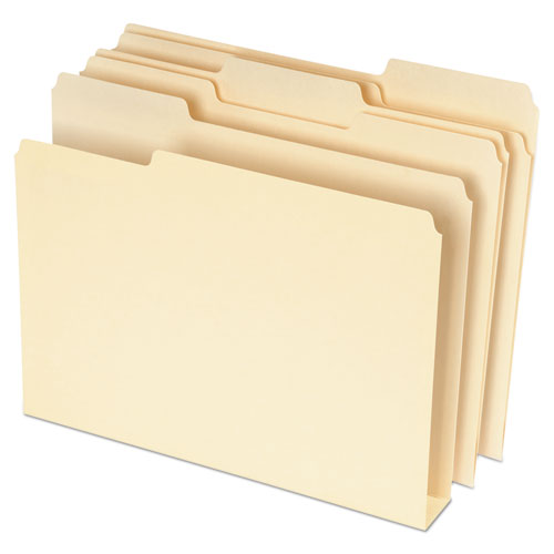 Image of Pendaflex® Double Stuff File Folders, 1/3-Cut Tabs: Assorted, Letter Size, Manila, 50/Pack