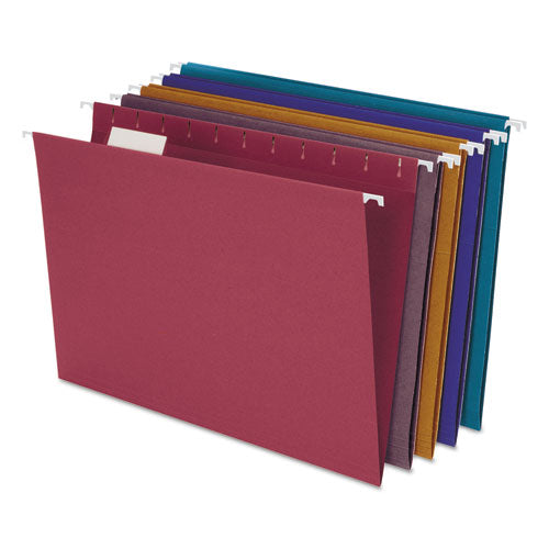 Image of Pendaflex® Earthwise by Pendaflex EZ Slide 100% Recycled Colored Hanging File Folders, Letter Size, 1/5-Cut Tabs, Assorted Colors, 20/BX