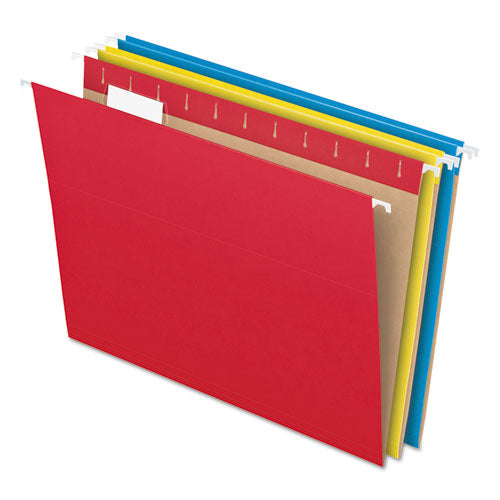 Image of Pendaflex® Colored Hanging Folders, Letter Size, 1/5-Cut Tabs, Three-Color Assortment, 25/Box