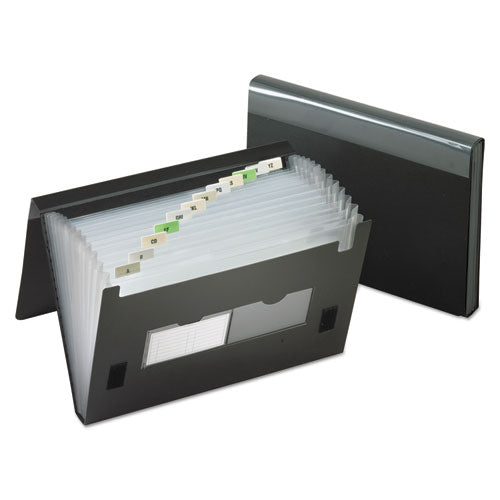 Image of Pendaflex® 13-Pocket File, 4" Expansion, 13 Sections, Hook/Loop Closure, 1/12-Cut Tabs, Letter Size, Black