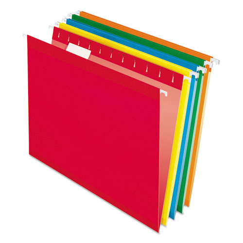 Image of Pendaflex® Colored Reinforced Hanging Folders, Letter Size, 1/5-Cut Tabs, Assorted Bright Colors, 25/Box