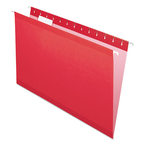 Image of Pendaflex® Colored Reinforced Hanging Folders, Legal Size, 1/5-Cut Tabs, Red, 25/Box