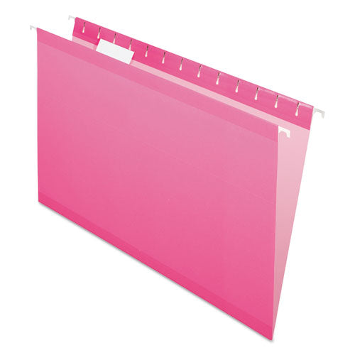 Image of Pendaflex® Colored Reinforced Hanging Folders, Legal Size, 1/5-Cut Tabs, Pink, 25/Box
