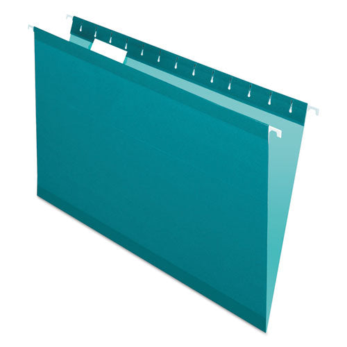 Image of Pendaflex® Colored Reinforced Hanging Folders, Legal Size, 1/5-Cut Tabs, Teal, 25/Box