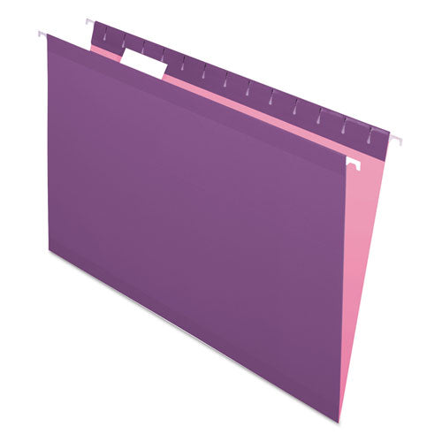 Image of Pendaflex® Colored Reinforced Hanging Folders, Legal Size, 1/5-Cut Tabs, Violet, 25/Box