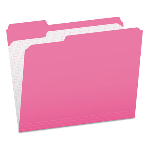 Image of Pendaflex® Double-Ply Reinforced Top Tab Colored File Folders, 1/3-Cut Tabs: Assorted, Letter Size, 0.75" Expansion, Pink, 100/Box