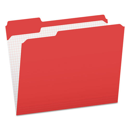 Image of Pendaflex® Double-Ply Reinforced Top Tab Colored File Folders, 1/3-Cut Tabs: Assorted, Letter Size, 0.75" Expansion, Red, 100/Box