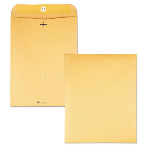 Image of Quality Park Clasp Envelope, 28 lb Bond Weight Kraft, #93, Square Flap, Clasp/Gummed Closure, 9.5 x 12.5, Brown Kraft, 100/Box