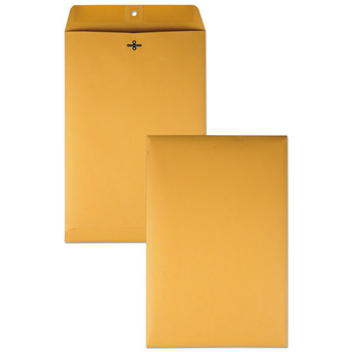 Image of Quality Park Clasp Envelope, 28 lb Bond Weight Kraft, #98, Square Flap, Clasp/Gummed Closure, 10 x 15, Brown Kraft, 100/Box