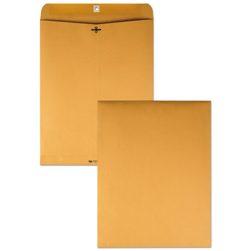 Image of Quality Park Clasp Envelope, 28 lb Bond Weight Kraft, #110, Square Flap, Clasp/Gummed Closure, 12 x 15.5, Brown Kraft, 100/Box