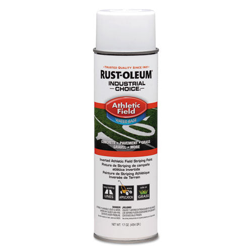 Image of Rust-Oleum® Industrial Choice Athletic Field Inverted Striping Paint, Flat Athletic Inverted White, 17 oz Aerosol Can, 12/Carton