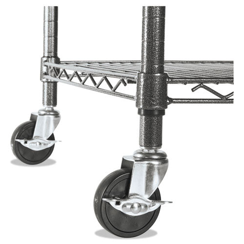 Image of Alera® Nsf Certified 4-Shelf Wire Shelving Kit With Casters, 48w X 18d X 72h, Black Anthracite