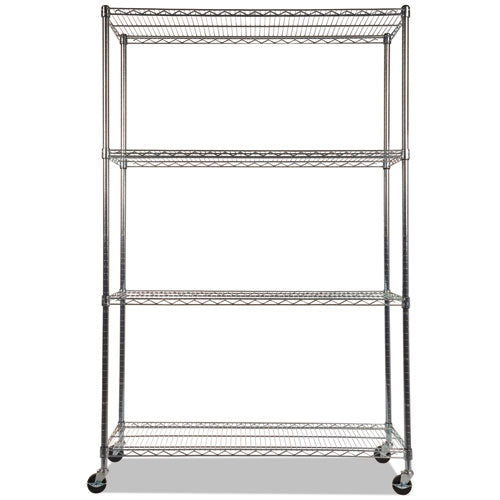 Image of Alera® Nsf Certified 4-Shelf Wire Shelving Kit With Casters, 48w X 18d X 72h, Silver