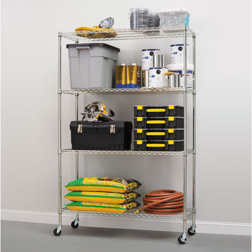 Image of Alera® Nsf Certified 4-Shelf Wire Shelving Kit With Casters, 48w X 18d X 72h, Silver